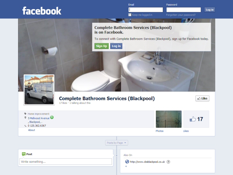 Complete Bathroom Services (Facebook Page) Website, © EasierThan Website Design