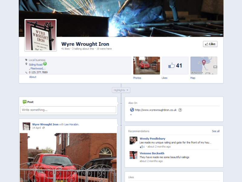 Wyre Wrought Iron (Facebook Page) Website, © EasierThan Website Design